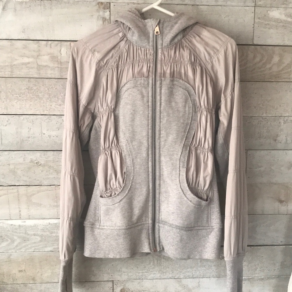 Lululemon Limited Edition Ruched Stylish Gray Zip-Up Hoodie